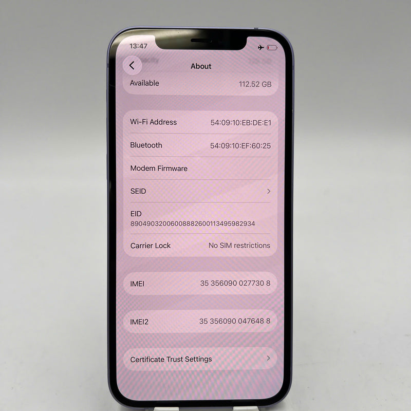 iPhone 12 128GB Tím 98% pin 100% Máy đã trả hết tiền mạng dùng như Quốc tế Apple (móp viền,xước viền,ĐTP) - HH7308