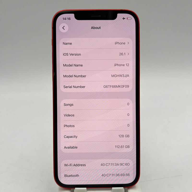 iPhone 12 128GB Đỏ 98% pin 100% Máy đã trả hết tiền mạng dùng như Quốc tế Apple (Đã thay pin) - HH3179