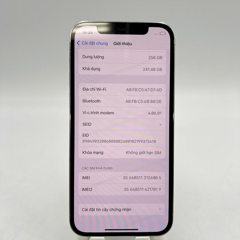iPhone 12 Pro 256GB Trắng 98% pin 100% Máy đã trả hết tiền mạng dùng như Quốc tế Apple (xước viền, đốm 1x,ĐTP) - HH6005