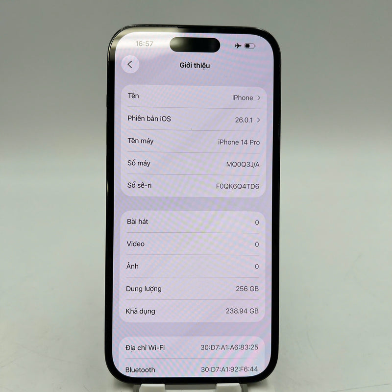 iPhone 14 Pro 256GB Đen 98% pin 100% Máy đã trả hết tiền mạng dùng như Quốc tế Apple (viền cam xước,đốm 0,5x/3x,ĐTP) - HH3020