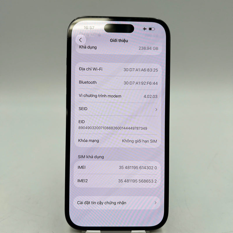 iPhone 14 Pro 256GB Đen 98% pin 100% Máy đã trả hết tiền mạng dùng như Quốc tế Apple (viền cam xước,đốm 0,5x/3x,ĐTP) - HH3020
