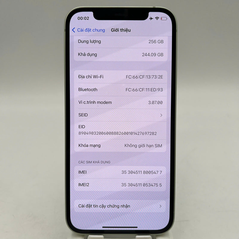 iPhone 12 256GB Xanh Lá 98% pin 100% Máy đã trả hết tiền mạng dùng như Quốc tế Apple (xước viền,ĐTP) - HH5477
