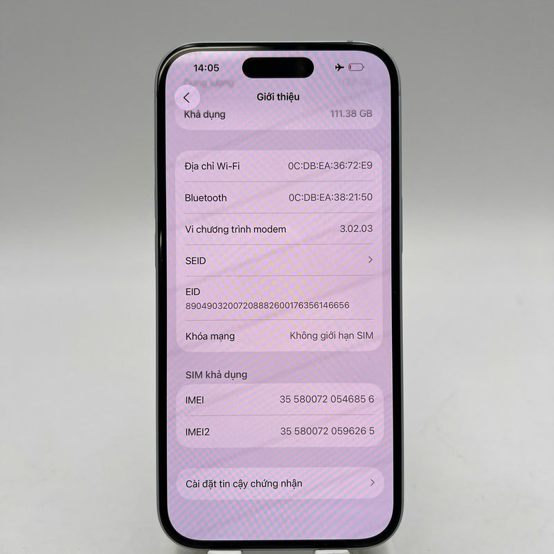 iPhone 15 128GB Xanh Dương 98% pin 100% Quốc tế Apple (Đã thay pin) - HH6856