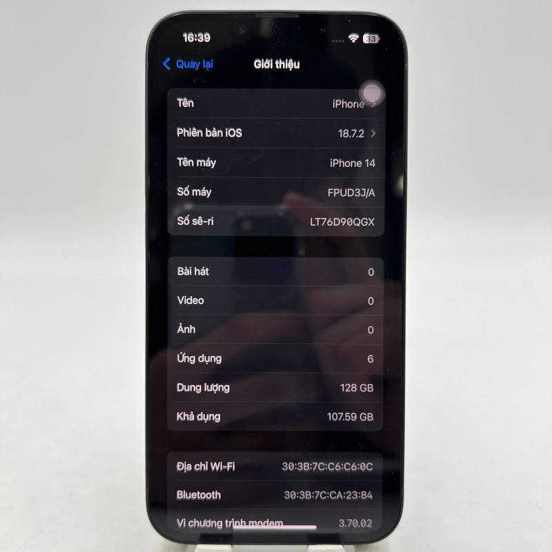 iPhone 14 128GB Đen 100% Fullbox Quốc tế Apple CPO - HH9866