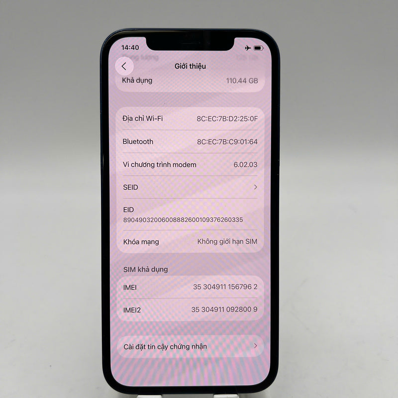 iPhone 12 128GB Xanh Dương 98% pin 100% Máy đã trả hết tiền mạng dùng như Quốc tế Apple (màn xước,viền xước,ĐTP) - HH7962
