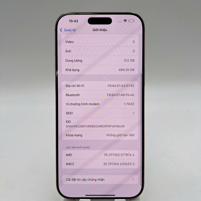 iPhone 16 Pro Max 512GB Vàng Sa Mạc 98% pin 91% Quốc tế Apple (viền ám) - HH0764