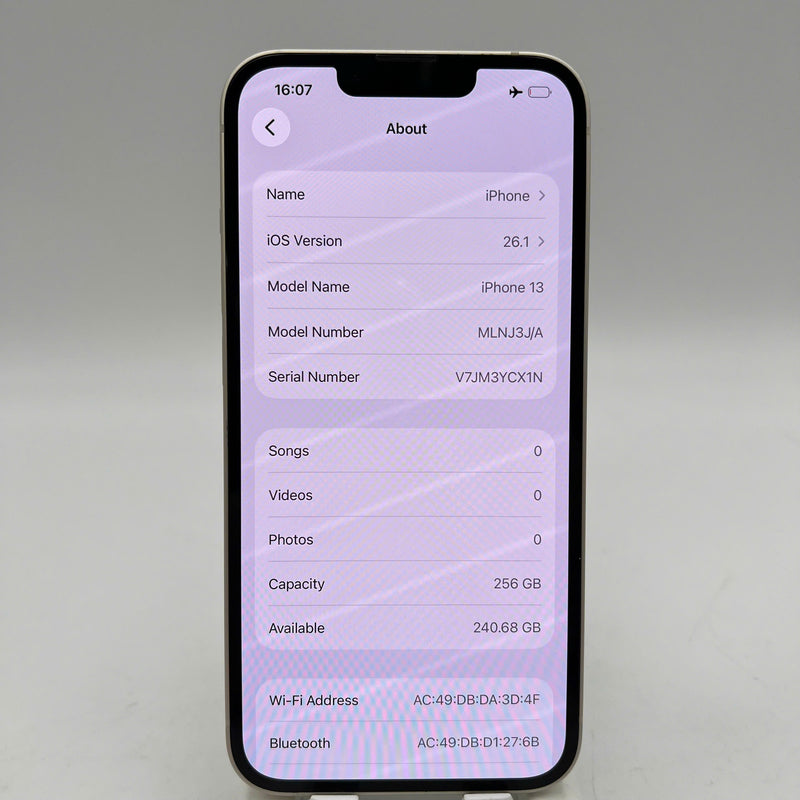 iPhone 13 256GB Trắng 98% pin 100% Quốc tế từ SB (Không dùng sim SB - Đã thay pin, màn xước, viền xước) - HH9359