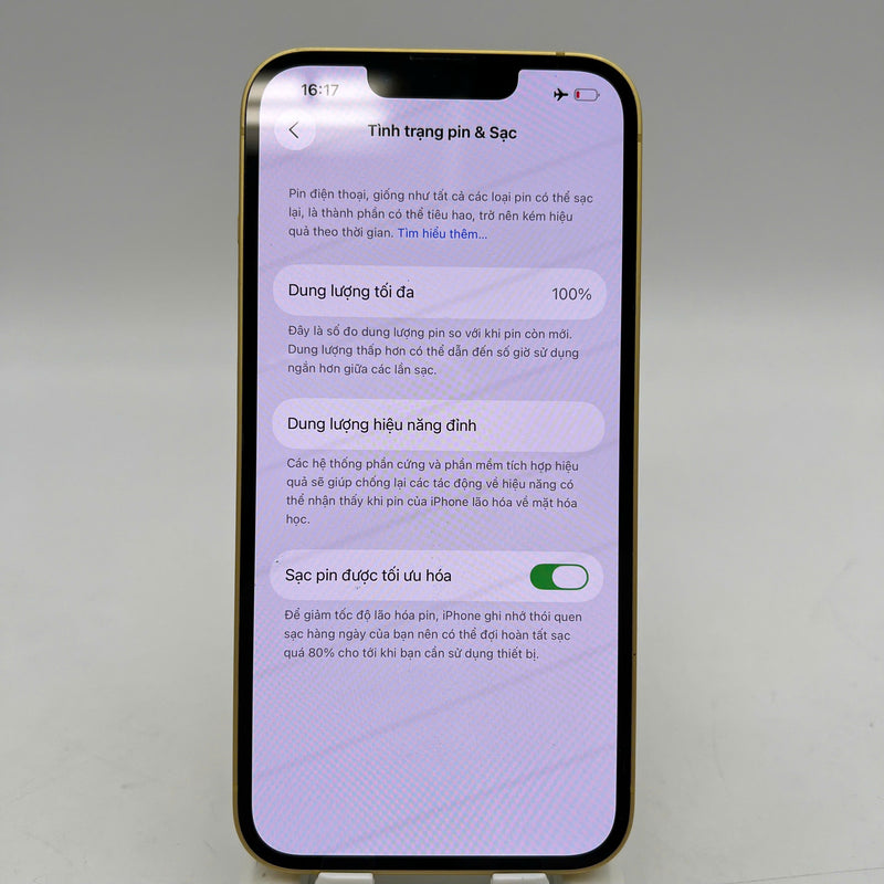 iPhone 14 128GB Vàng 98% pin 100% Quốc tế Apple (Đã thay pin, móp viền) - HH7165