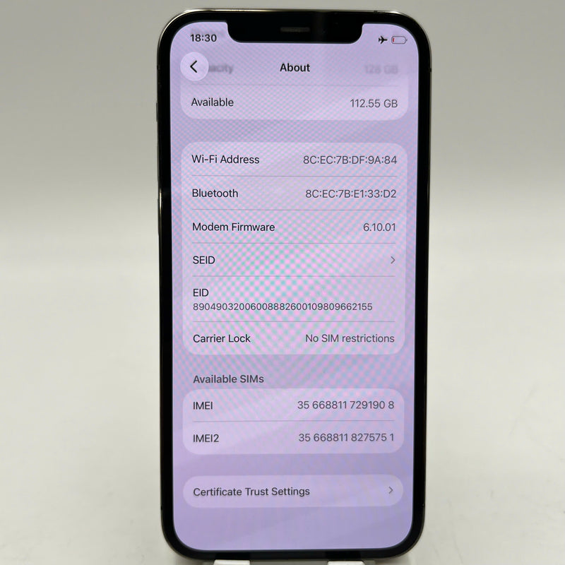 iPhone 12 Pro 128GB Đen 98% pin 100% Máy đã trả hết tiền mạng dùng như Quốc tế Apple (Đã thay pin, đốm 1x, màn xước nhẹ) - HH1908