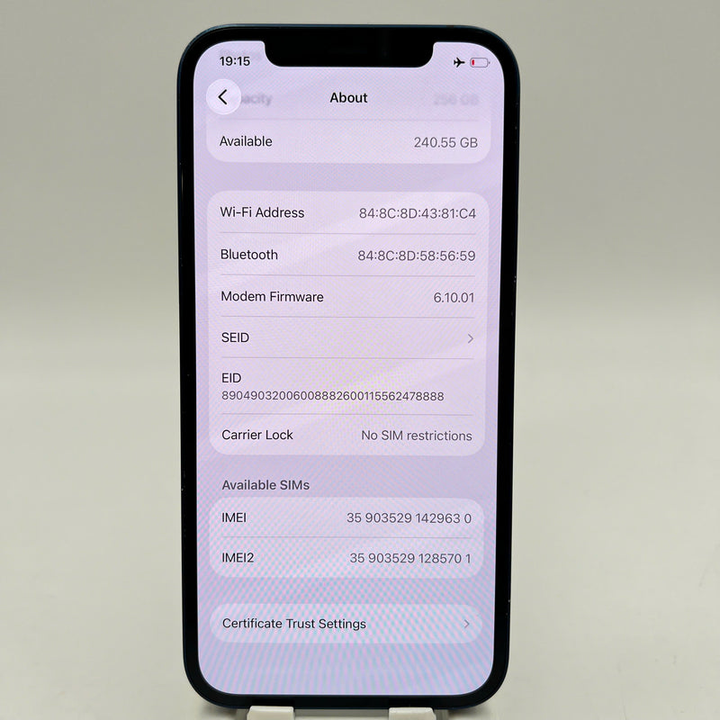 iPhone 12 256GB Xanh Dương 98% pin 100% Máy đã trả hết tiền mạng dùng như Quốc tế Apple (Đã thay pin, xước viền, xước viền cam) - HH9630