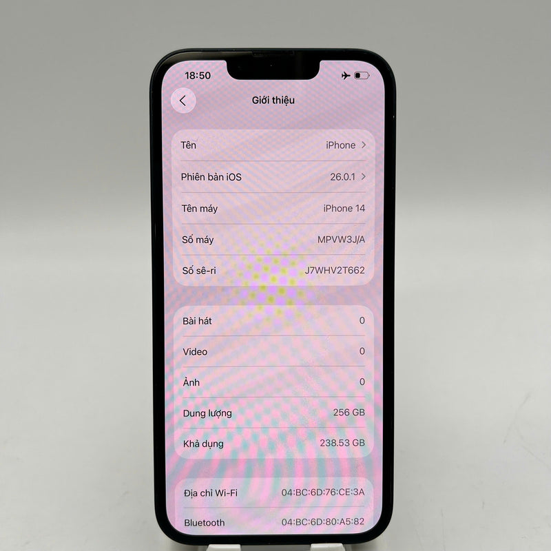 iPhone 14 256GB Đen 98% pin 100% Quốc tế từ AU (Không dùng sim AU - Đã thay pin, xước viền, xước phần cam) - HH7828