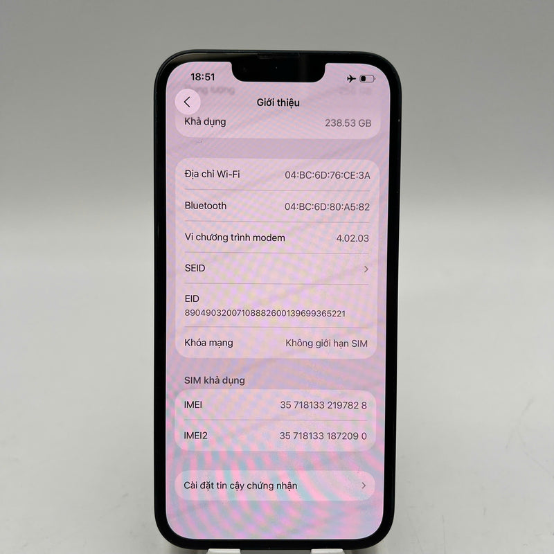 iPhone 14 256GB Đen 98% pin 100% Quốc tế từ AU (Không dùng sim AU - Đã thay pin, xước viền, xước phần cam) - HH7828