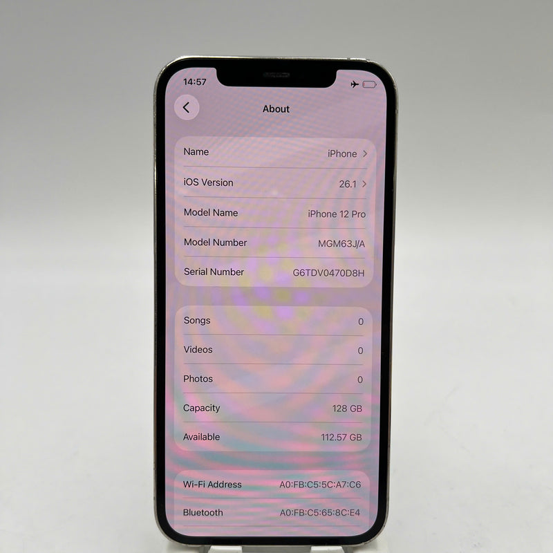 iPhone 12 Pro 128GB Trắng 98% pin 100% Máy đã trả hết tiền mạng dùng như Quốc tế Apple (Đã thay pin, xước viền) - HH0153