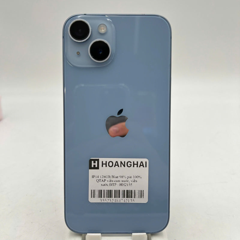 iPhone 14 128GB Xanh Dương 98% pin 100% Quốc tế Apple (Đã thay pin, viền cam xước, viền xước) - HH2135