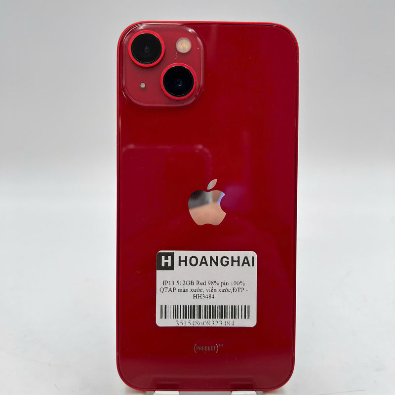 iPhone 13 512GB Đỏ 98% pin 100% Quốc Tế Apple (màn xước, viền xước, ĐTP) - HH3484