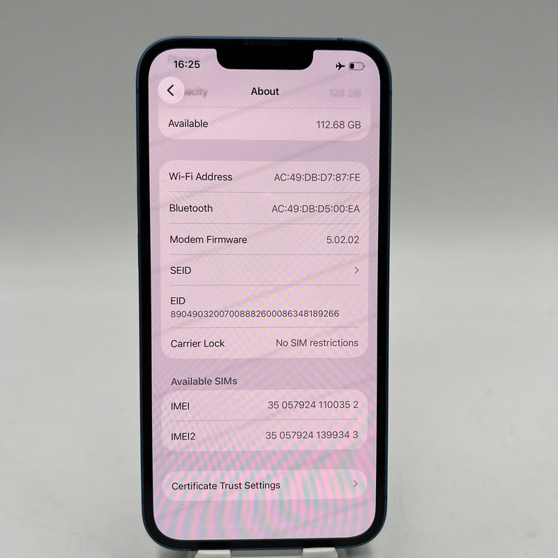 iPhone 13 128GB Xanh Dương 98% pin 100% Quốc tế từ SB (Không dùng sim SB - xước viền,xước viền cam,ĐTP) - HH0352