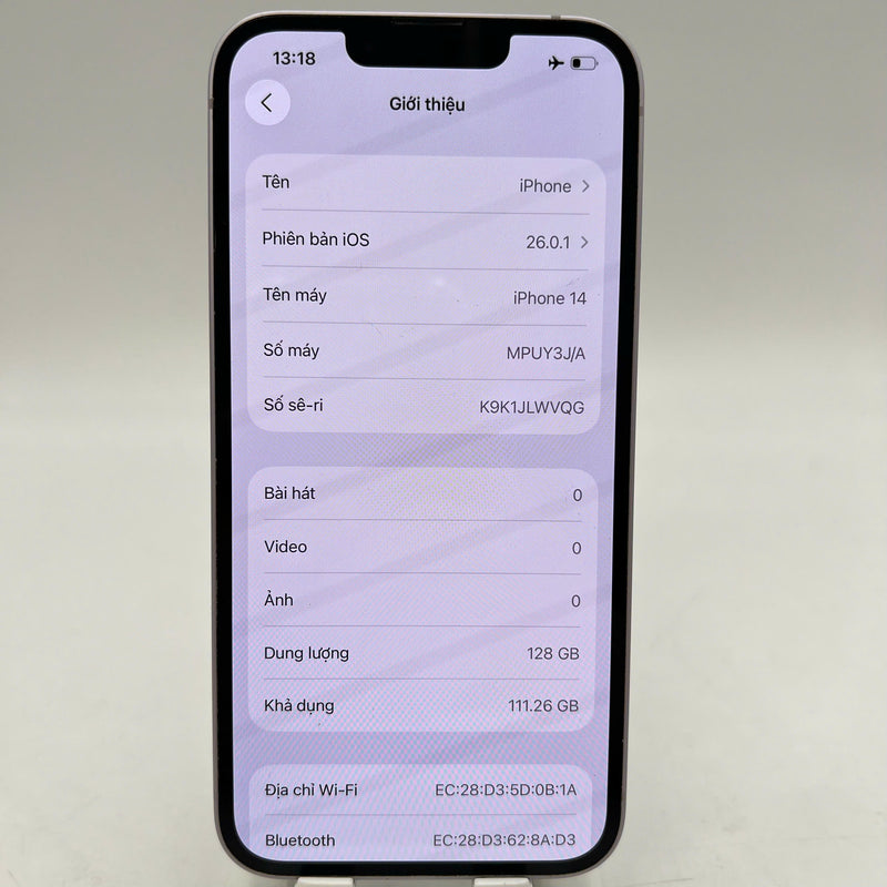 iPhone 14 128GB Tím 98% pin 100% Quốc tế từ AU (Không dùng sim AU - ám viền,ĐTP) - HH5111