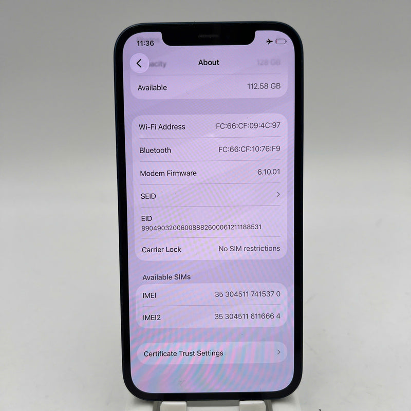 iPhone 12 128GB Xanh dương 98% pin 100% Máy đã trả hết tiền mạng dùng như Quốc tế Apple (Đã thay pin, xước viền cam, xước sơn viền) - HH5370