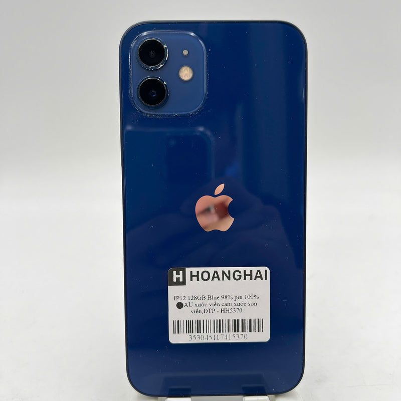 iPhone 12 128GB Xanh dương 98% pin 100% Máy đã trả hết tiền mạng dùng như Quốc tế Apple (Đã thay pin, xước viền cam, xước sơn viền) - HH5370
