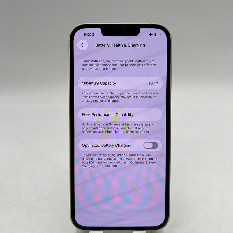 iPhone 13 128GB အဖြူရောင် 98% ဘက်ထရီ 100% နိုင်ငံတကာ DCM (DCM ဆင်းမ်မရှိပါ - ဘက်ထရီ အစားထိုး) - HH1400 