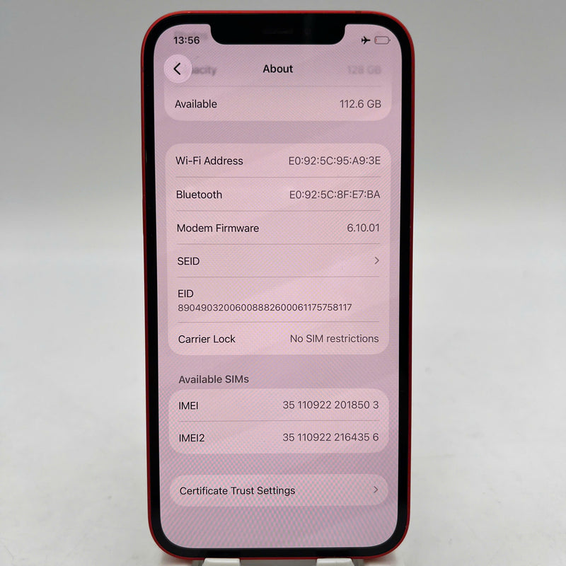iPhone 12 128GB Đỏ 98% pin 100% Máy đã trả hết tiền mạng dùng như Quốc tế Apple (Đã thay pin) - HH8503
