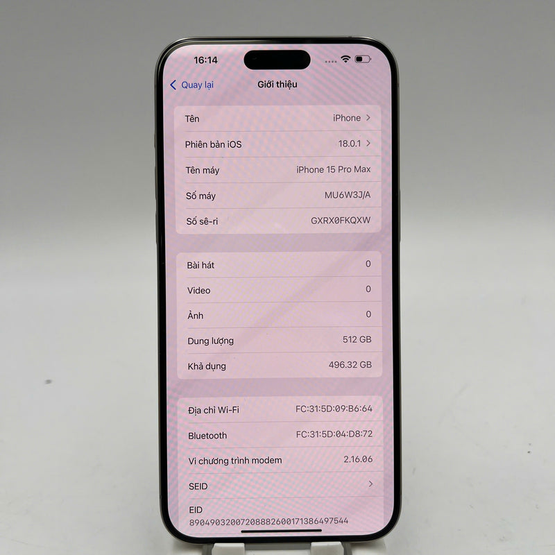 iPhone 15 Pro Max 512GB Tự Nhiên 98% pin 86% Quốc tế Apple - HH3638