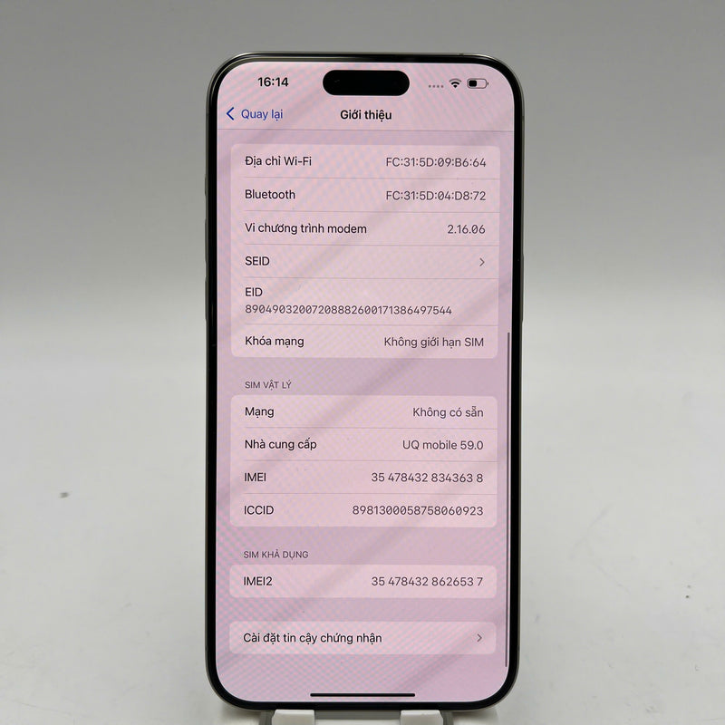 iPhone 15 Pro Max 512GB Tự Nhiên 98% pin 86% Quốc tế Apple - HH3638