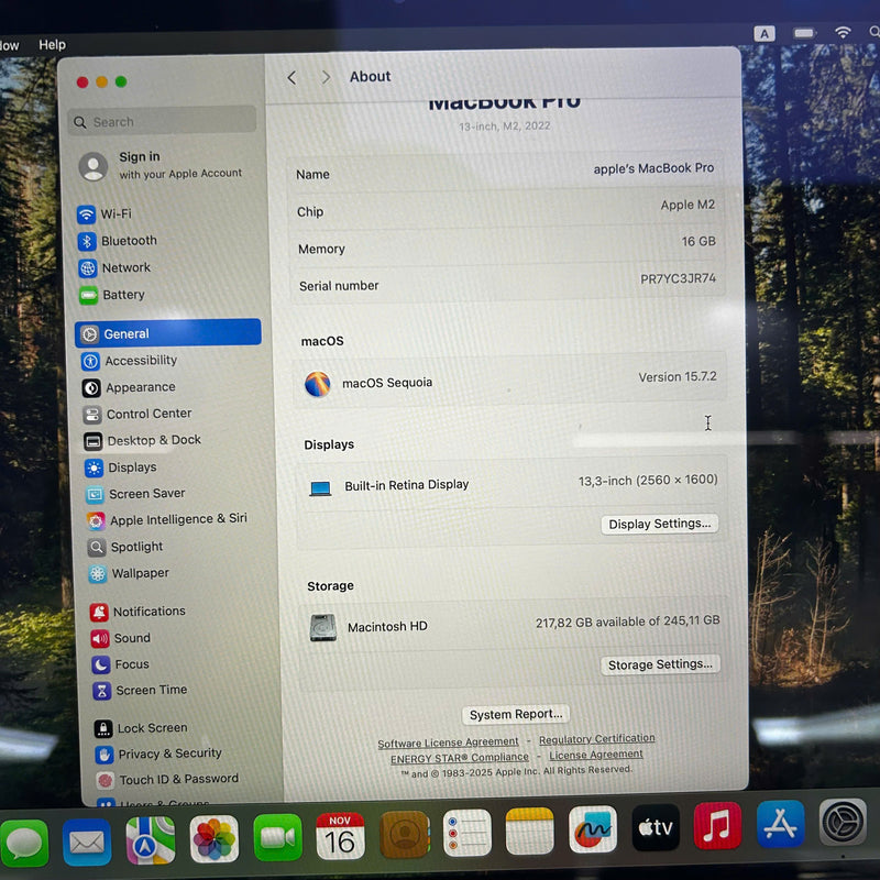 Macbook Pro 2022 13.3in Xám Apple M2/ RAM 16GB/ SSD 256GB 98% BPTA (sạc 128 lần)