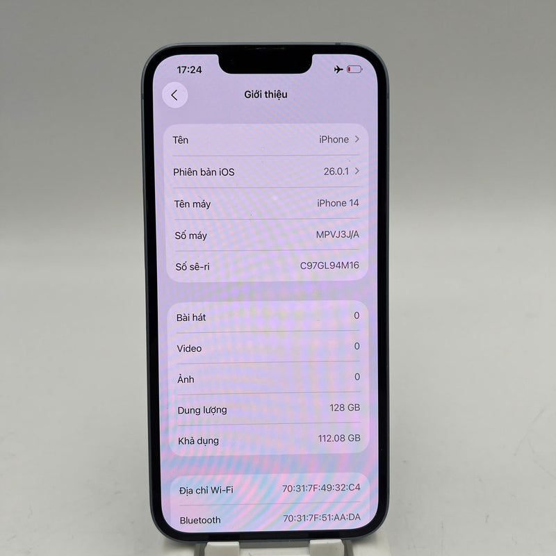 iPhone 14 128GB Xanh dương 98% pin 100% Quốc tế từ DCM (Không dùng sim DCM - Đã thay pin, xước sơn viền, xước viền cam) - HH5710