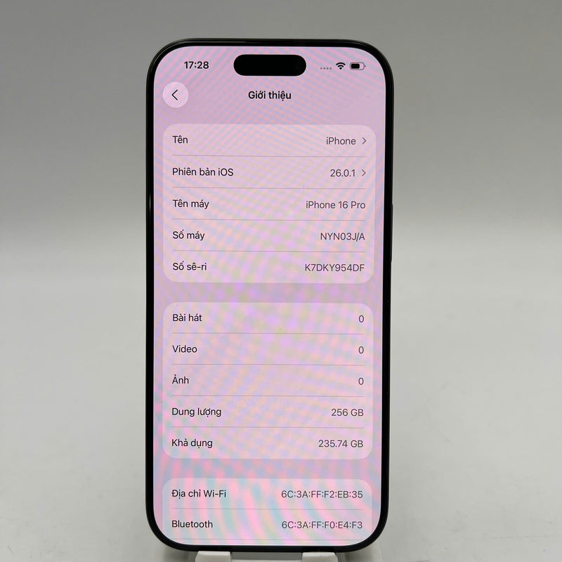 iPhone 16 Pro 256GB Đen 98% pin 100% ĐBH Quốc tế từ SB (Không dùng sim SB) - HH3330