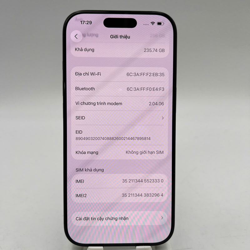 iPhone 16 Pro 256GB Đen 98% pin 100% ĐBH Quốc tế từ SB (Không dùng sim SB) - HH3330