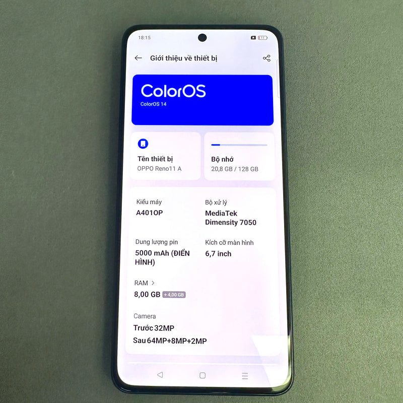 Oppo Reno 11A 8GB/128GB Xanh Đậm 98%