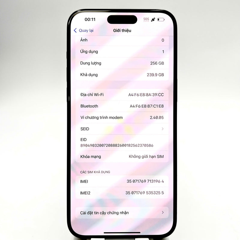 iPhone 15 Pro Max 256GB Đen 98% pin 85% Quốc tế từ SB (Không dùng sim SB) - HH1964