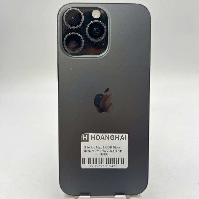 iPhone 16 Pro Max 256GB Đen 98% pin 93% Quốc tế Apple - HH9492