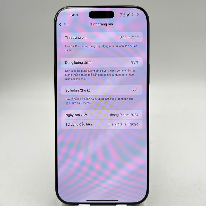 iPhone 16 Pro Max 256GB Đen 98% pin 93% Quốc tế Apple - HH9492