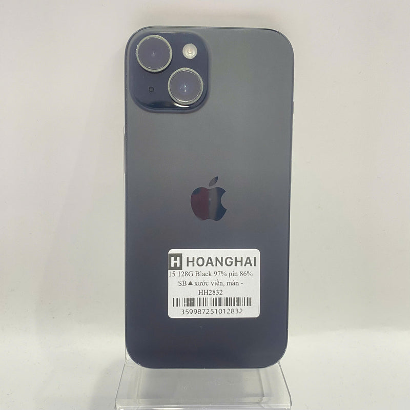 iPhone 15 128GB Đen 97% pin 86% Quốc tế từ SB (Không dùng sim SB - xước viền và màn) - HH2832