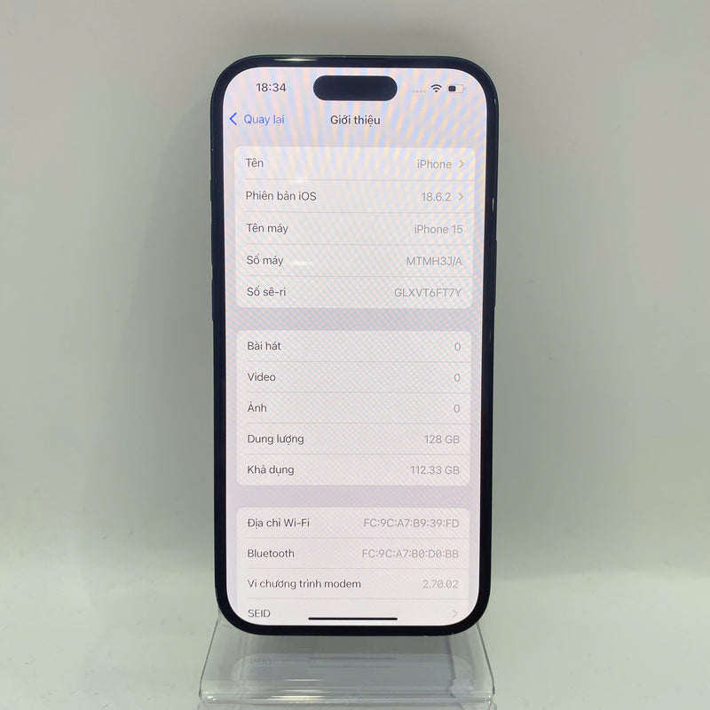 iPhone 15 128GB Đen 97% pin 86% Quốc tế từ SB (Không dùng sim SB - xước viền và màn) - HH2832
