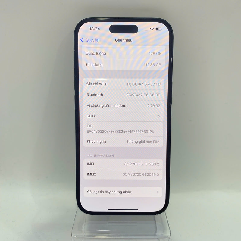 iPhone 15 128GB Đen 97% pin 86% Quốc tế từ SB (Không dùng sim SB - xước viền và màn) - HH2832