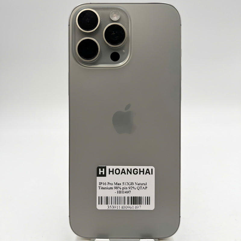 iPhone 16 Pro Max 512GB Tự Nhiên 98% pin 92% Quốc tế Apple - HH1497