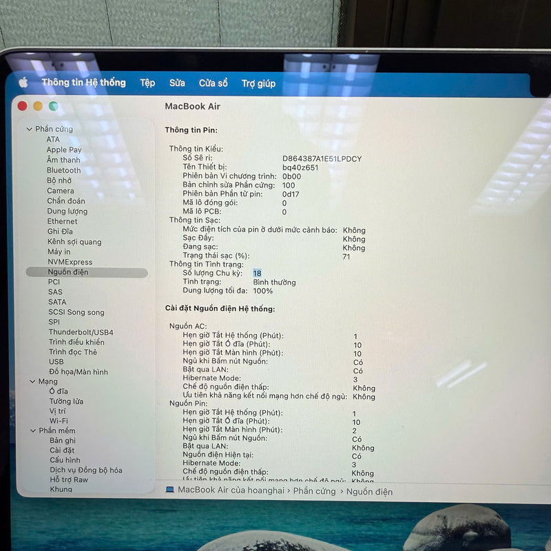 Macbook Air 2024 15.3in Đen Apple M3/ RAM 16GB/ SSD 256GB 99% pin 100% sạc 18 lần BPTN