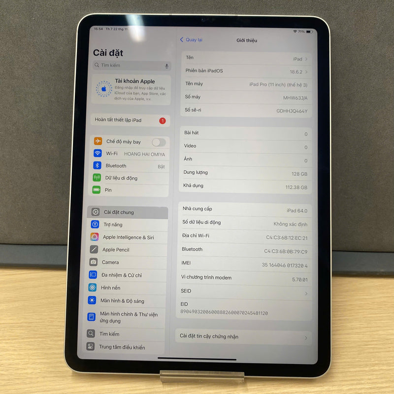 iPad Pro 2021 11in 128GB Bạc 5G + Wifi 98% pin 92% Từ SB (xước màn) - HH3204