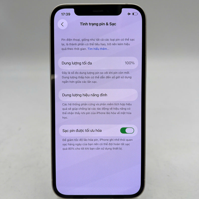 iPhone 12 256GB Trắng 98% pin 100% Quốc Tế Apple (đốm 1x,xước viền cam,thay camera sau zin,ĐTP) - HH0801