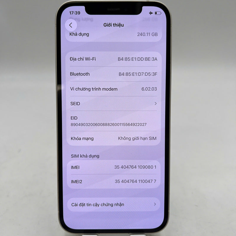 iPhone 12 256GB Trắng 98% pin 100% Quốc Tế Apple (đốm 1x,xước viền cam,thay camera sau zin,ĐTP) - HH0801