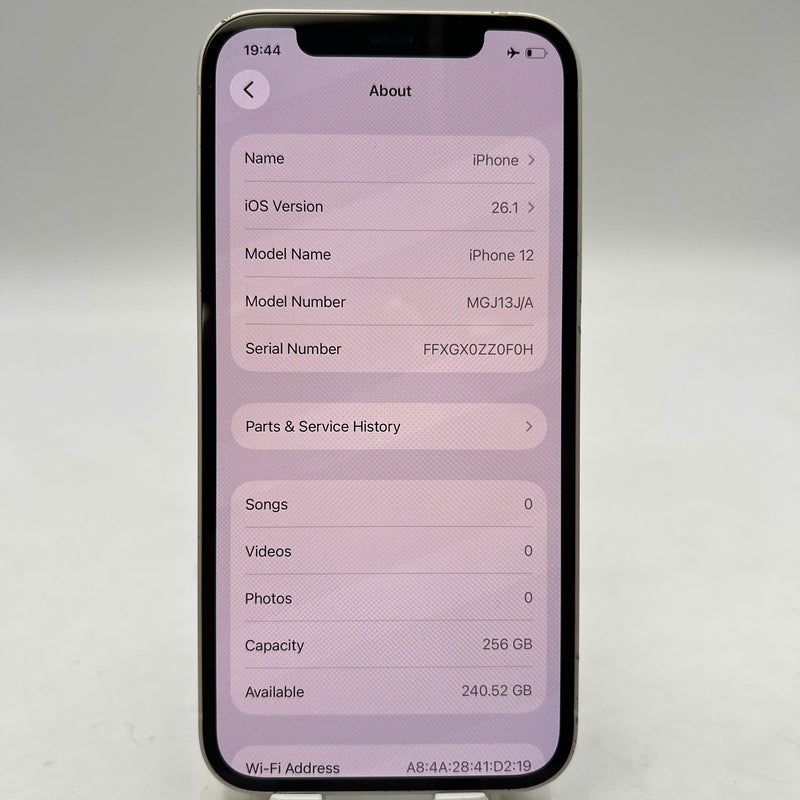 iPhone 12 256GB Trắng 98% pin 100% Quốc tế từ SB (Không dùng sim SB - đốm 1x,màn LKCH,viền xước,ĐTP) - HH6016