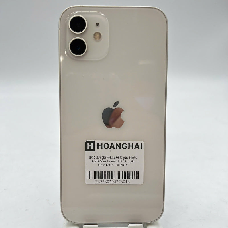 iPhone 12 256GB Trắng 98% pin 100% Quốc tế từ SB (Không dùng sim SB - đốm 1x,màn LKCH,viền xước,ĐTP) - HH6016