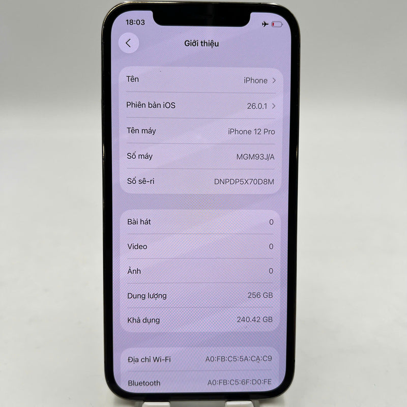 iPhone 12 Pro 256GB Đen 98% pin 100% Quốc tế Apple (Đã thay pin, xước viền) - HH6034
