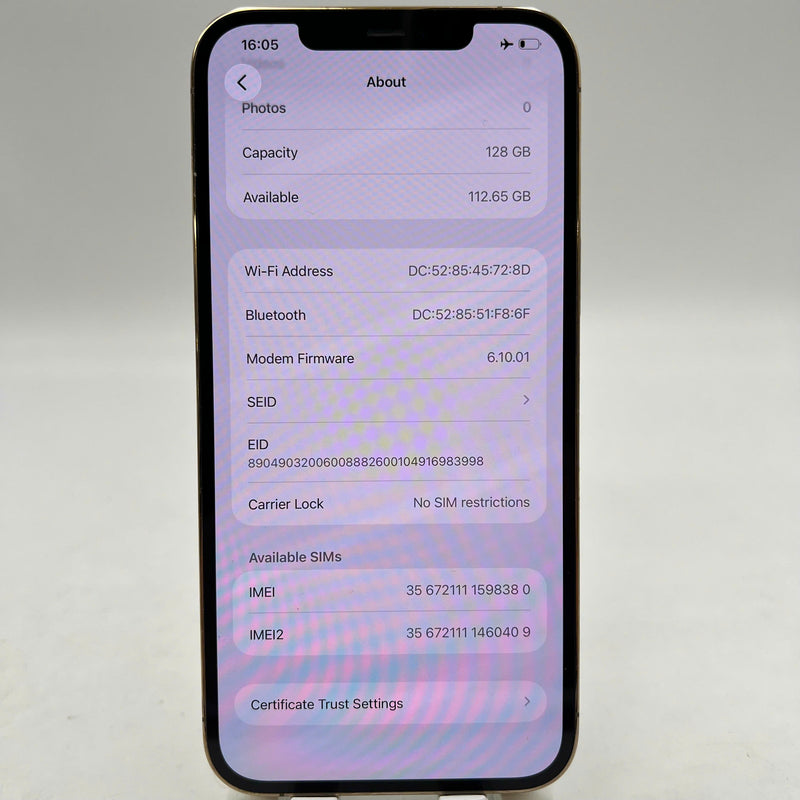 iPhone 12 Pro Max 128GB Vàng 98% pin 100% Máy đã trả hết tiền mạng dùng như Quốc tế Apple (Đã thay pin) - HH8380