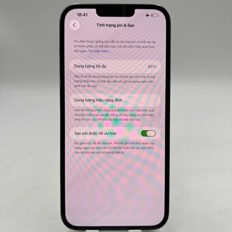 iPhone 13 Pro Max 128GB Xanh Dương 97% pin 85% DBH Quốc tế Apple (mã LL/A, ám màn cột sóng, vẩy mực cam 1x, đốm cam 4x, xước viền, màn, mặt lưng ám, thay màn chính hãng Apple) - HH4062