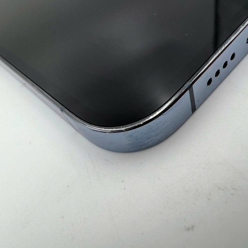 iPhone 13 Pro Max 128GB Xanh Dương 97% pin 85% DBH Quốc tế Apple (mã LL/A, ám màn cột sóng, vẩy mực cam 1x, đốm cam 4x, xước viền, màn, mặt lưng ám, thay màn chính hãng Apple) - HH4062