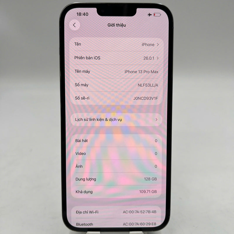 iPhone 13 Pro Max 128GB Xanh Dương 97% pin 85% DBH Quốc tế Apple (mã LL/A, ám màn cột sóng, vẩy mực cam 1x, đốm cam 4x, xước viền, màn, mặt lưng ám, thay màn chính hãng Apple) - HH4062